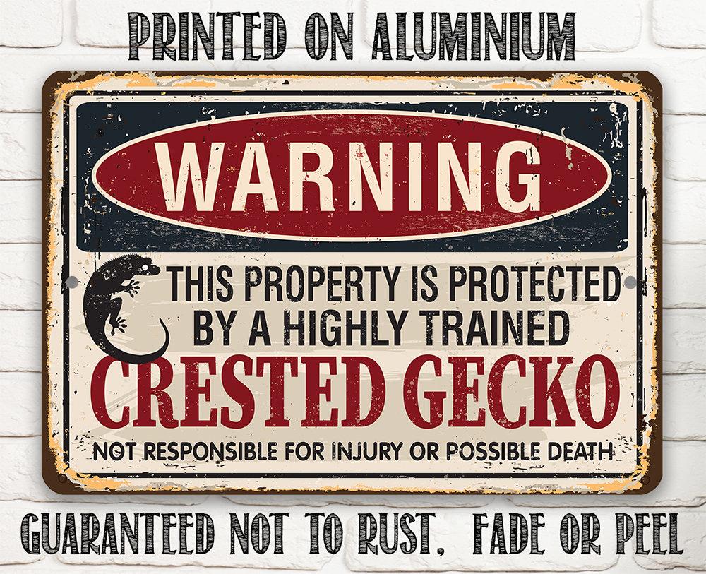 Property Protected By Crested Gecko - Metal Sign | Lone Star Art.