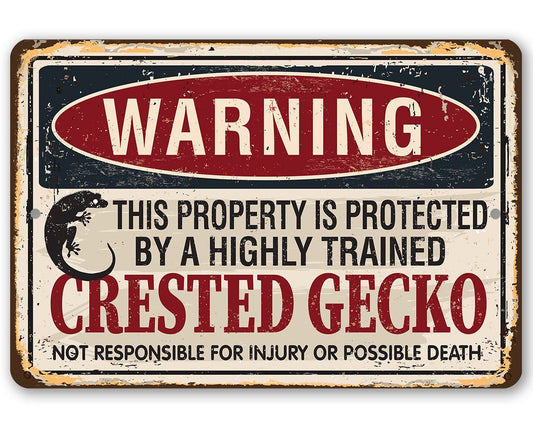 Property Protected By Crested Gecko - Metal Sign | Lone Star Art.