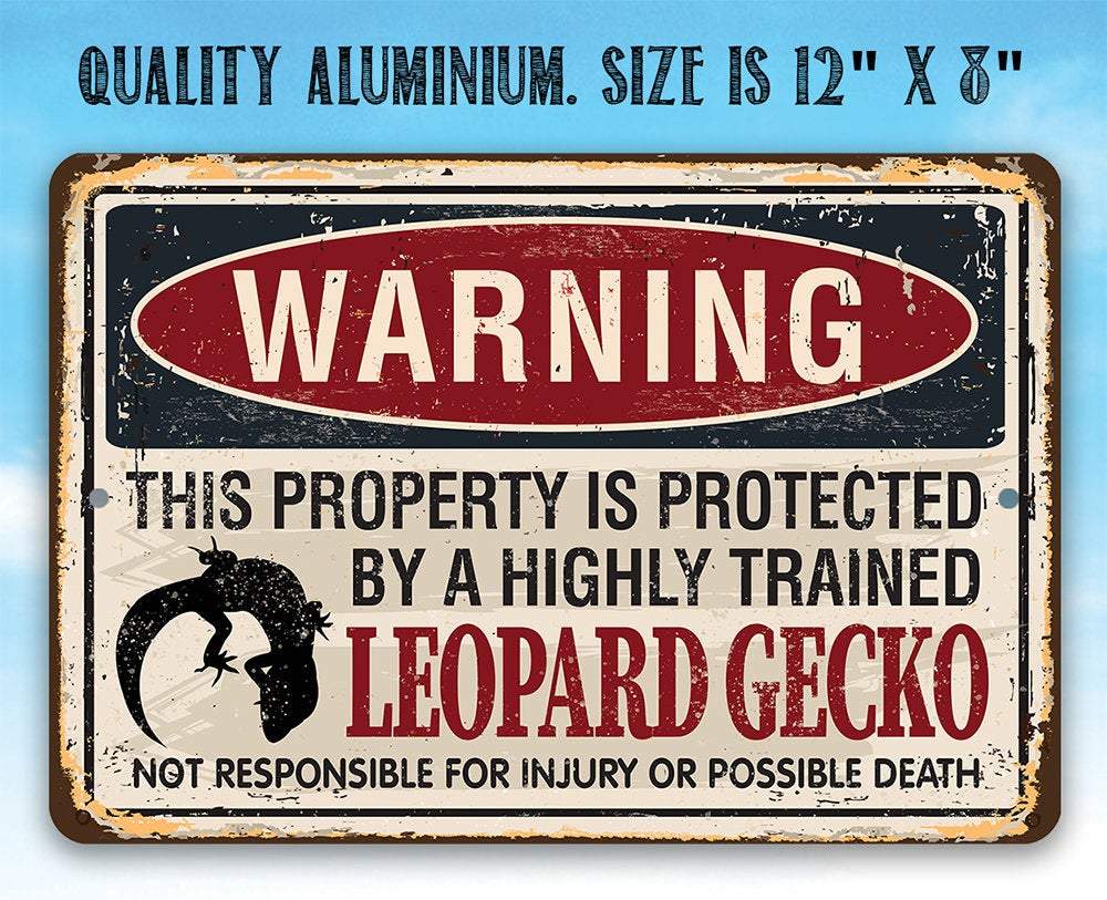 Property Protected By Leopard Gecko - Metal Sign | Lone Star Art.