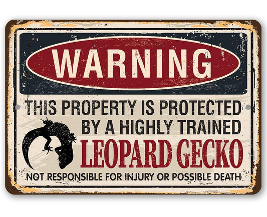 Property Protected By Leopard Gecko - Metal Sign | Lone Star Art.