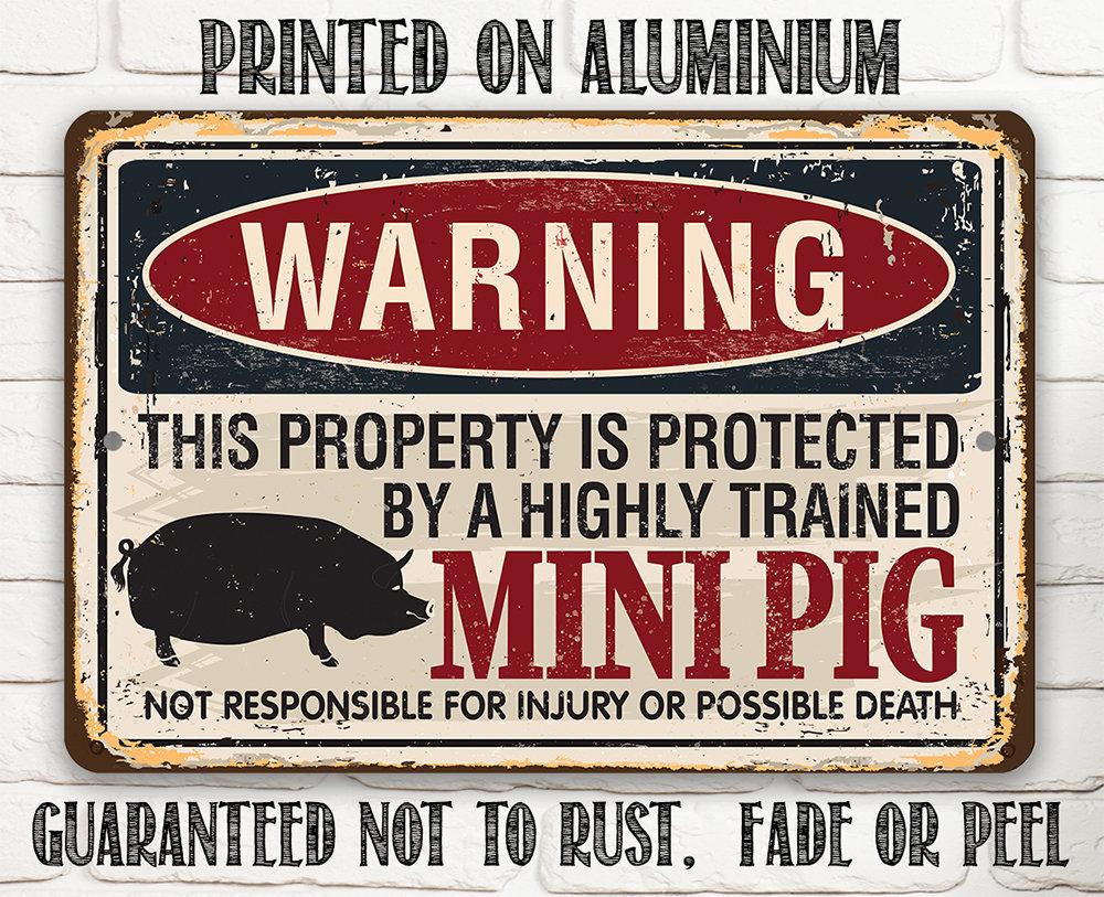 Property Protected By Mini Pig - Metal Sign | Lone Star Art.