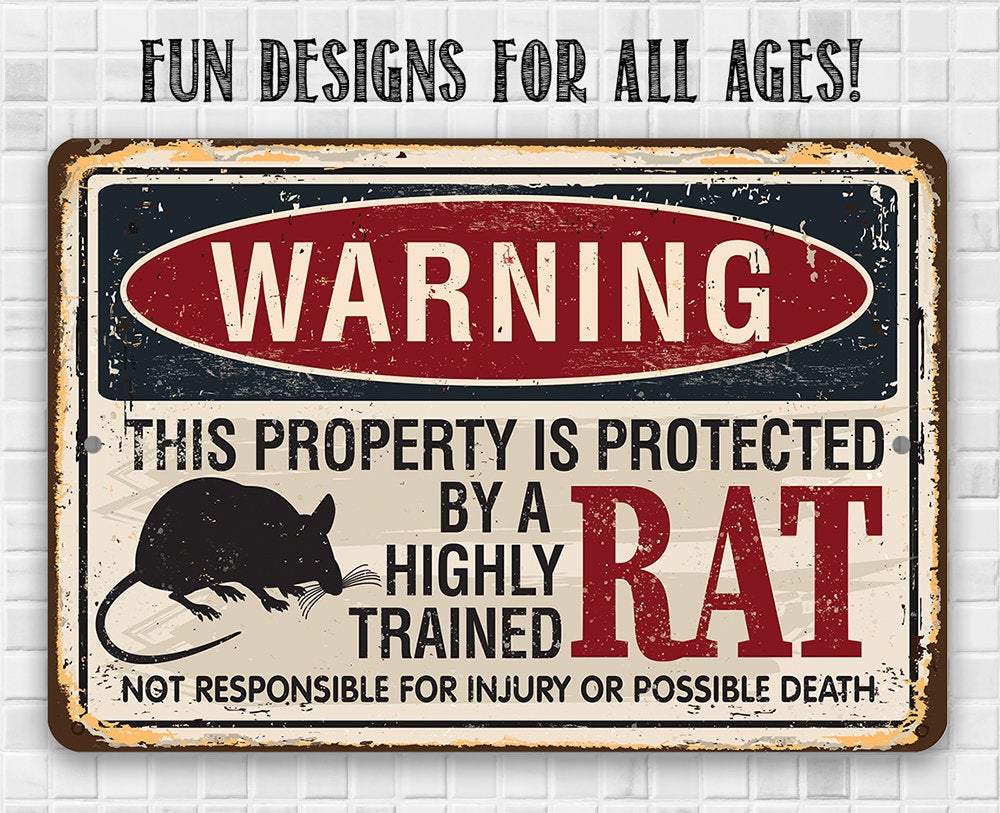 Property Protected By Rat - Metal Sign | Lone Star Art.