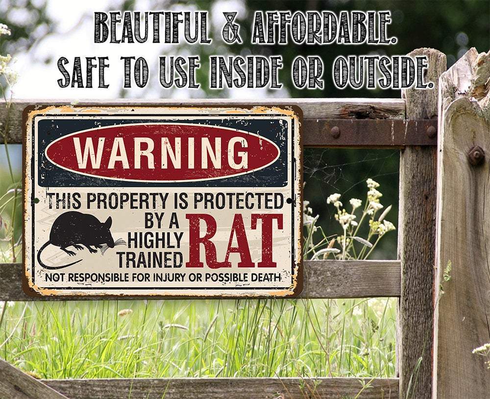 Property Protected By Rat - Metal Sign | Lone Star Art.