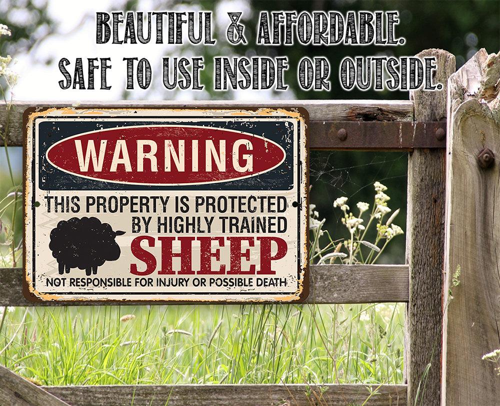 Property Protected By Sheep - Metal Sign | Lone Star Art.