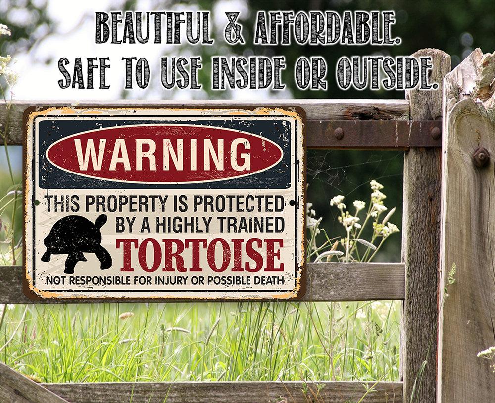 Property Protected By Tortoise - Metal Sign | Lone Star Art.
