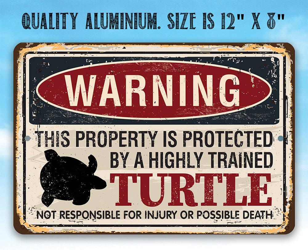 Property Protected By Turtle - Metal Sign | Lone Star Art.