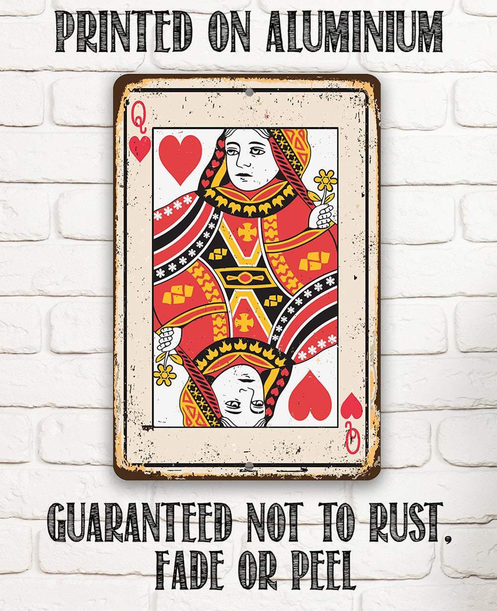 Queen of Hearts Card - Metal Sign | Lone Star Art.