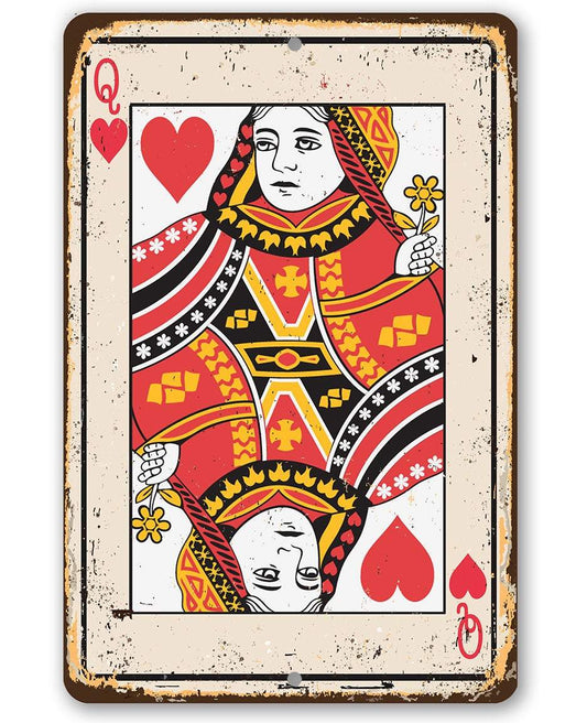 Queen of Hearts Card - Metal Sign | Lone Star Art.