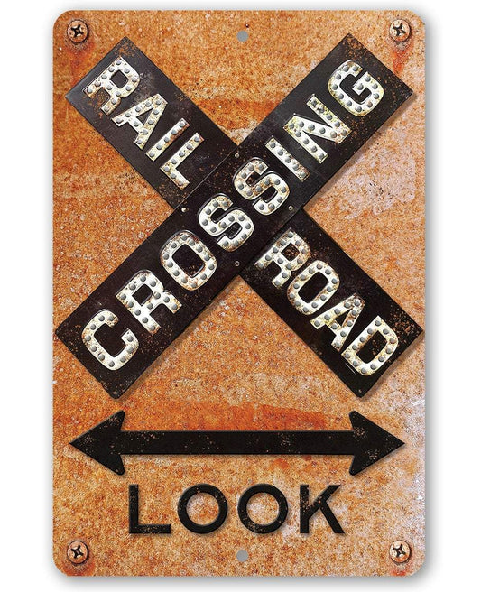 Railroad Crossing - Metal Sign | Lone Star Art.