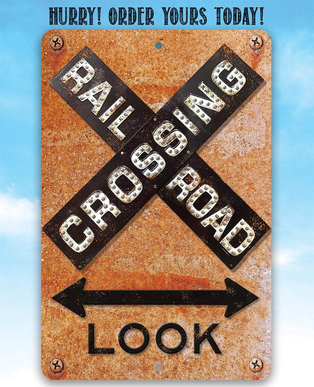 Railroad Crossing - Metal Sign | Lone Star Art.