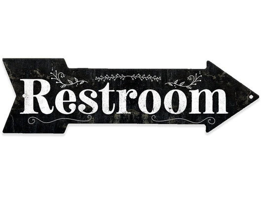 Metal Sign - Restroom Wood - Directional Arrow Sign - Durable - Use Indoor/Outdoor-Restaurant or any Business Establishment Directional Sign Lone Star Art