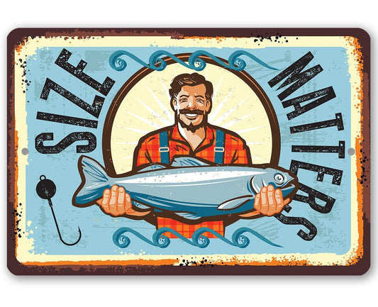Size Matters Fishing - Metal Sign | Lone Star Art.