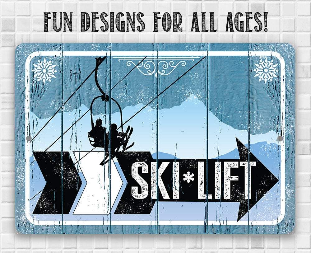 Ski Lift Directional (Right) - Metal Sign | Lone Star Art.