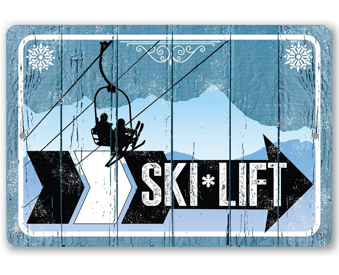 Ski Lift Directional (Right) - Metal Sign | Lone Star Art.
