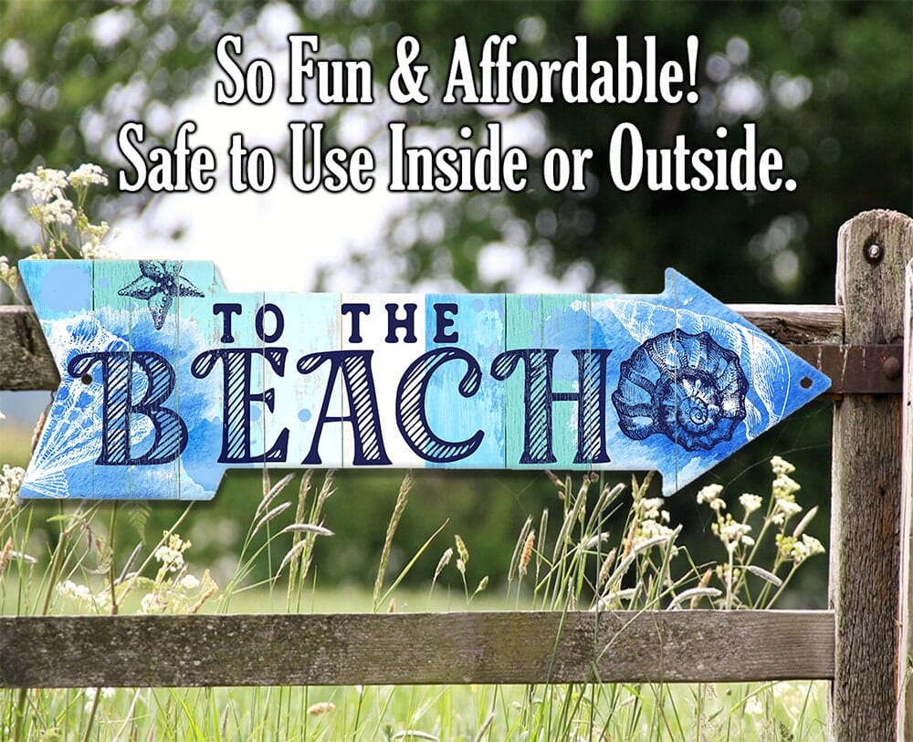 Metal Sign - To The Beach Metal Arrow - Directional Arrow Sign - Durable Metal Sign -Use Indoor/Outdoor-Tropical Beach Sign and Summer Decor Lone Star Art 