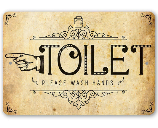 Toilet Directional (Left) - Metal Sign | Lone Star Art.