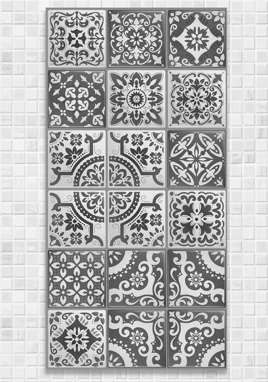 Mexican Tile Grey Shades - Canvas | Lone Star Art.