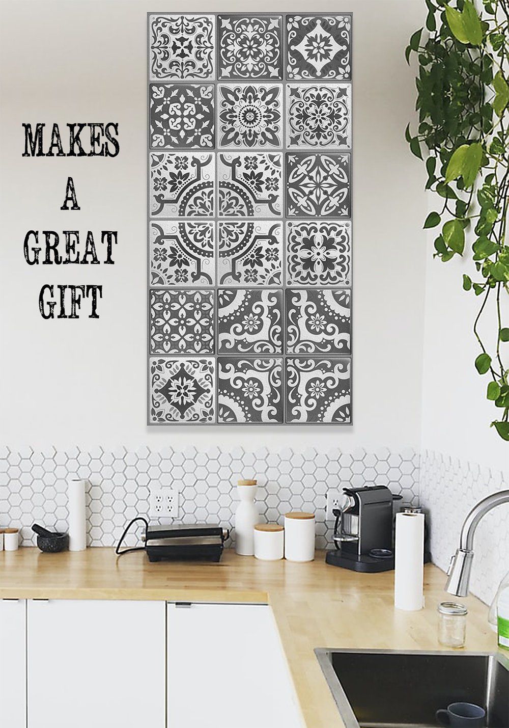 Mexican Tile Grey Shades - Canvas | Lone Star Art.