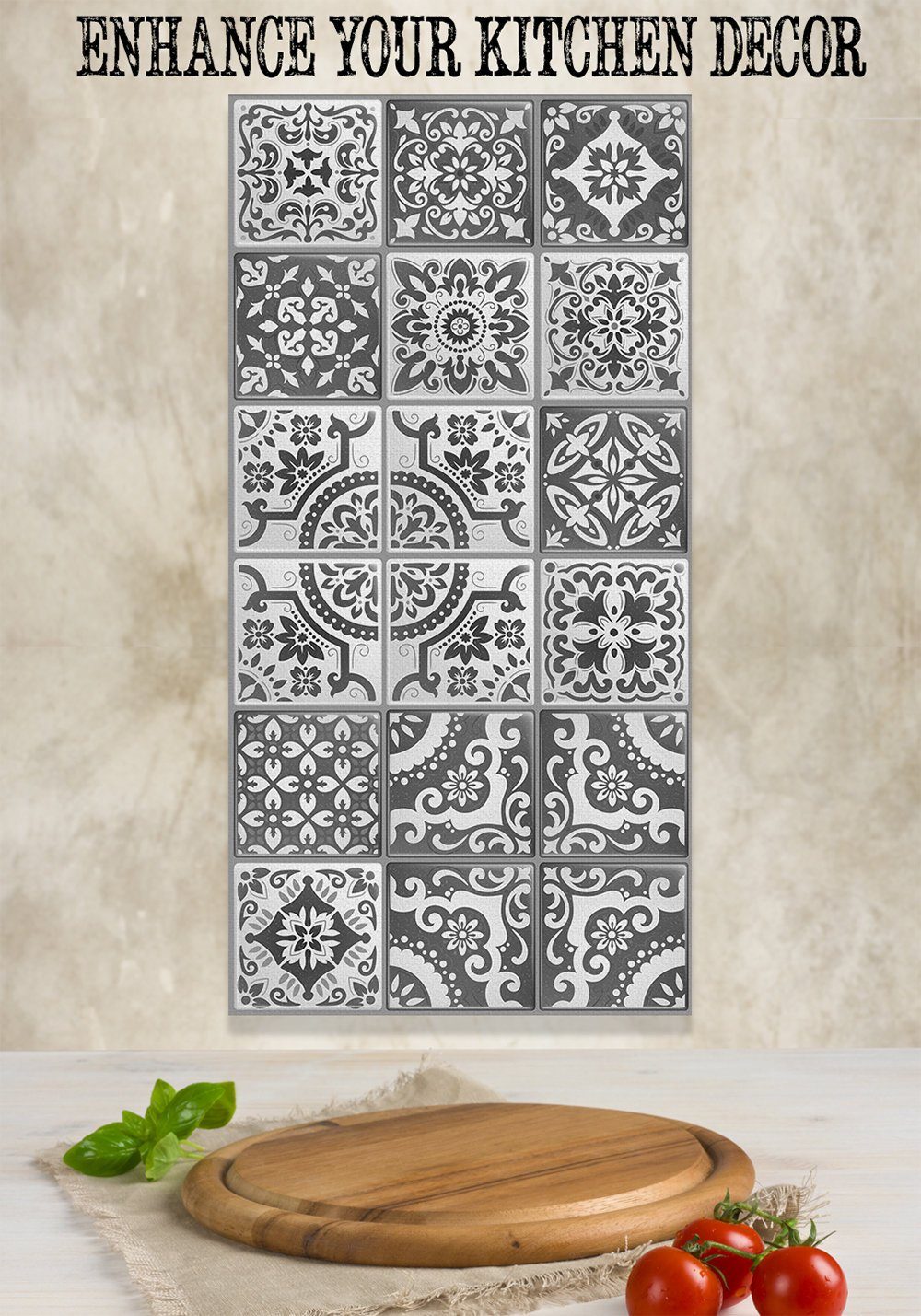 Mexican Tile Grey Shades - Canvas | Lone Star Art.