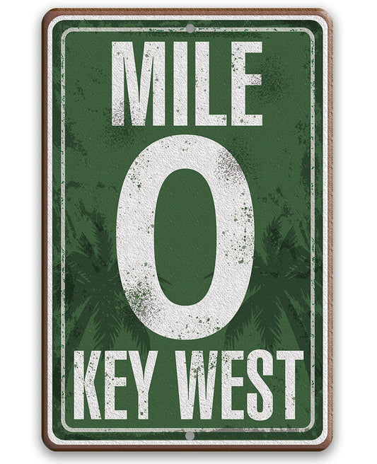 Mile Zero Miami - 8" x 12" or 12" x 18" Aluminum Tin Awesome Metal Poster Lone Star Art