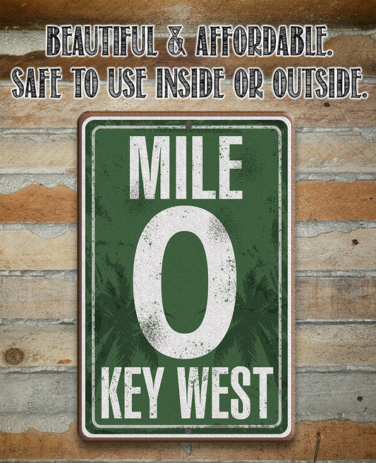 Mile Zero Miami - 8" x 12" or 12" x 18" Aluminum Tin Awesome Metal Poster Lone Star Art 