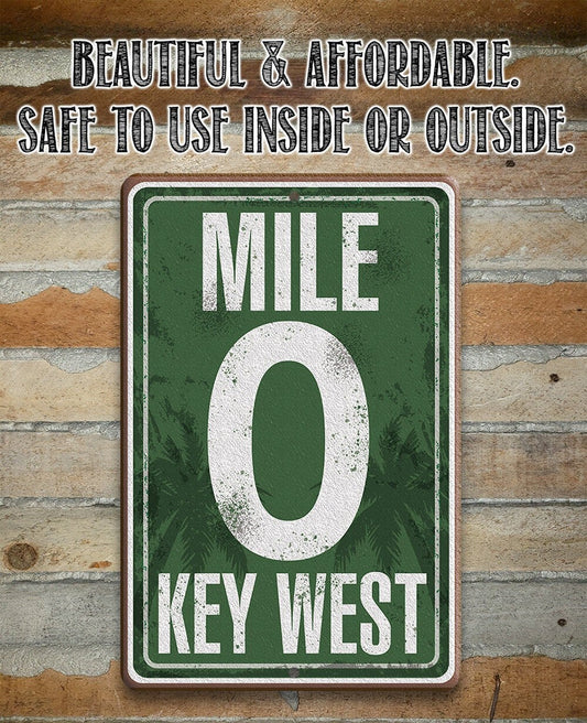 Mile Zero Miami - 8" x 12" or 12" x 18" Aluminum Tin Awesome Metal Poster Lone Star Art