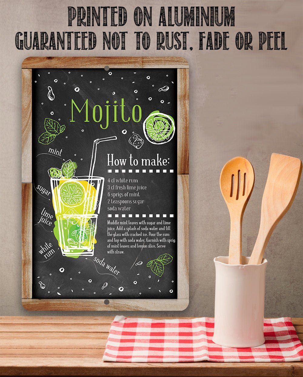 Mojito Bar Recipe - Metal Sign | Lone Star Art.