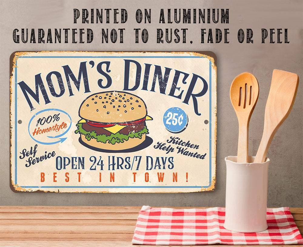 Mom's Diner - Metal Sign | Lone Star Art.