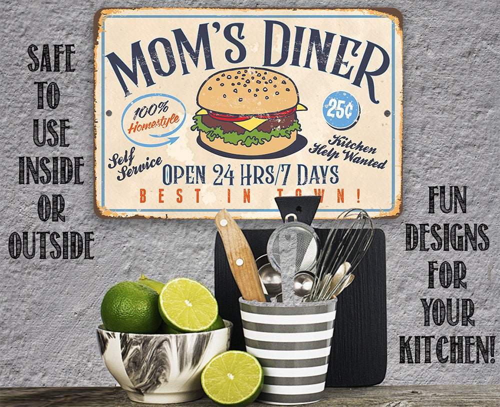 Mom's Diner - Metal Sign | Lone Star Art.