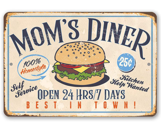 Mom's Diner - Metal Sign | Lone Star Art.