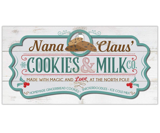 Nana Claus' Cookies & Milk Co - Canvas | Lone Star Art.