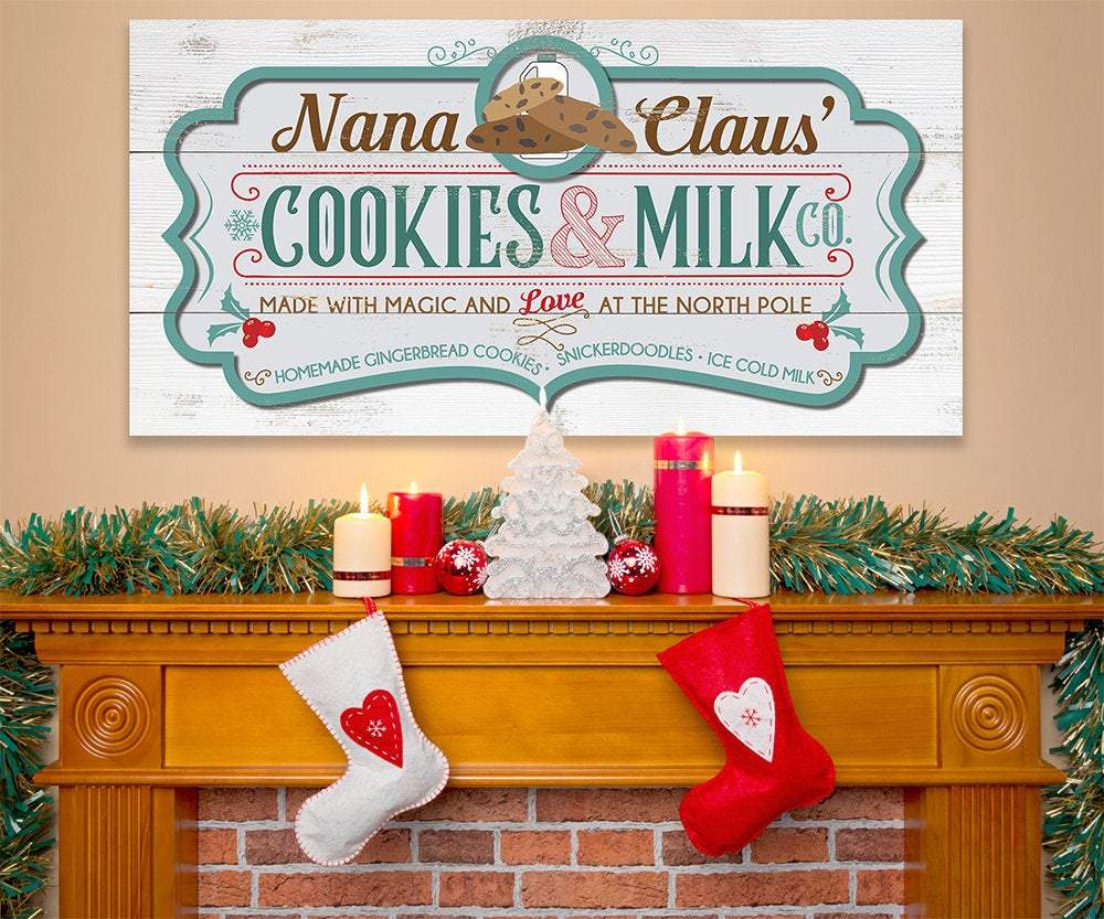 Nana Claus' Cookies & Milk Co - Canvas | Lone Star Art.