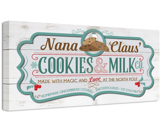 Nana Claus' Cookies & Milk Co - Canvas | Lone Star Art.