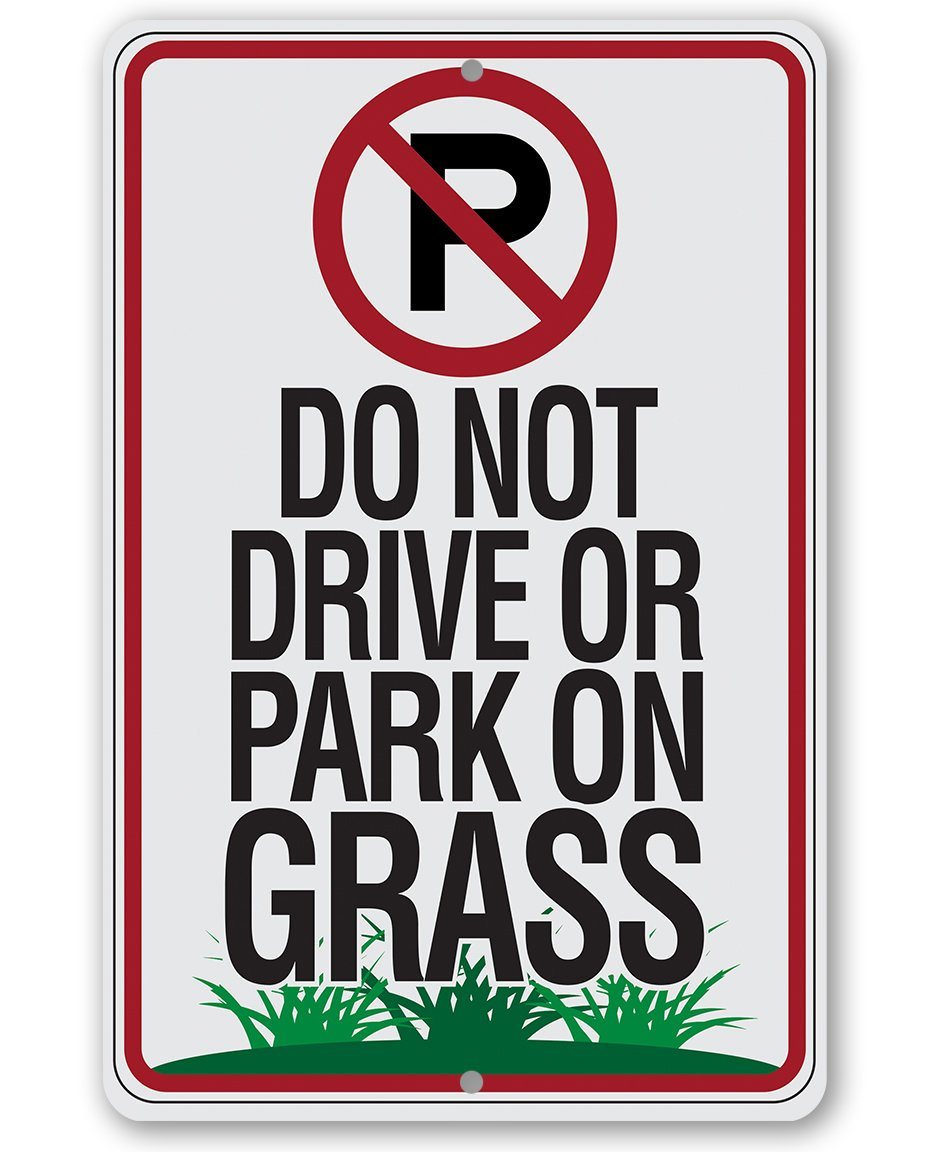 No Parking Grass - Metal Sign | Lone Star Art.