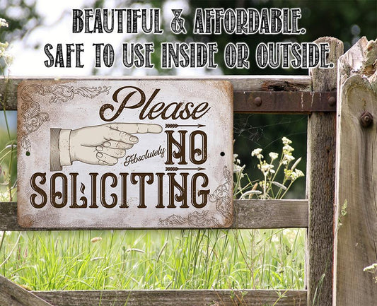 Please No Soliciting - Metal Sign | Lone Star Art.