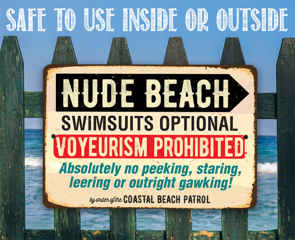 Nude Beach Swimsuits Optional - Metal Sign Metal Sign Lone Star Art 