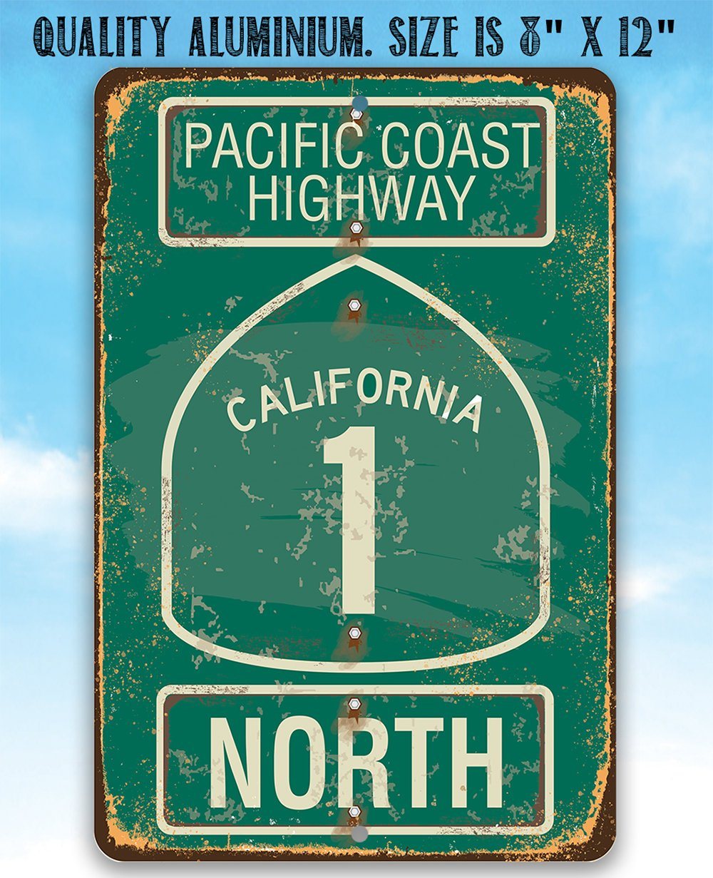 Pacific Coast Highway California 1 - Metal Sign | Lone Star Art.