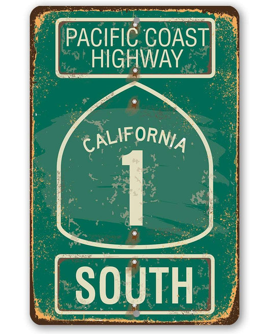 Pacific Coast Highway South - California - Metal Sign | Lone Star Art.