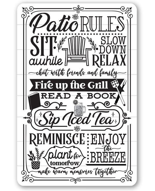 Patio Rules - Metal Sign | Lone Star Art.