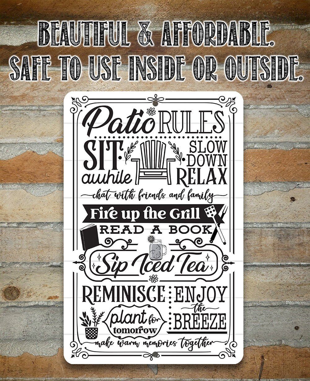 Patio Rules - Metal Sign | Lone Star Art.