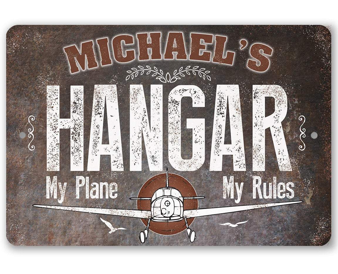 Personalized - Airplane Hangar - Metal Sign | Lone Star Art.