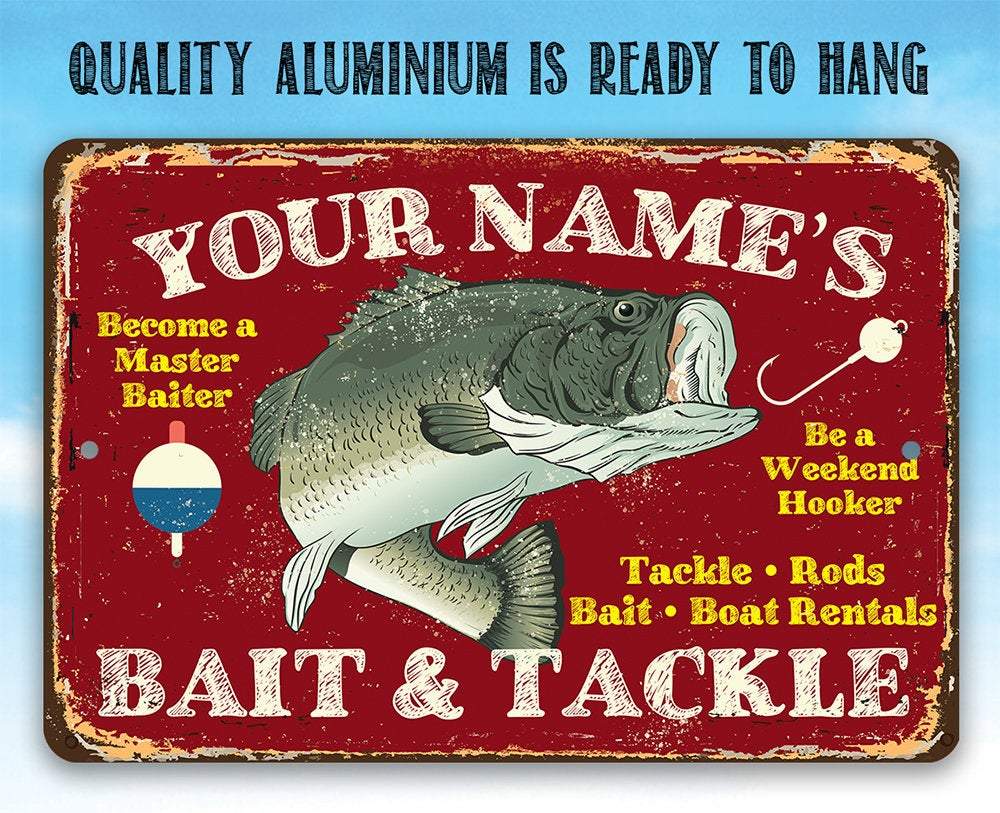 Personalized - Bait and Tackle - Metal Sign - Lone Star Art