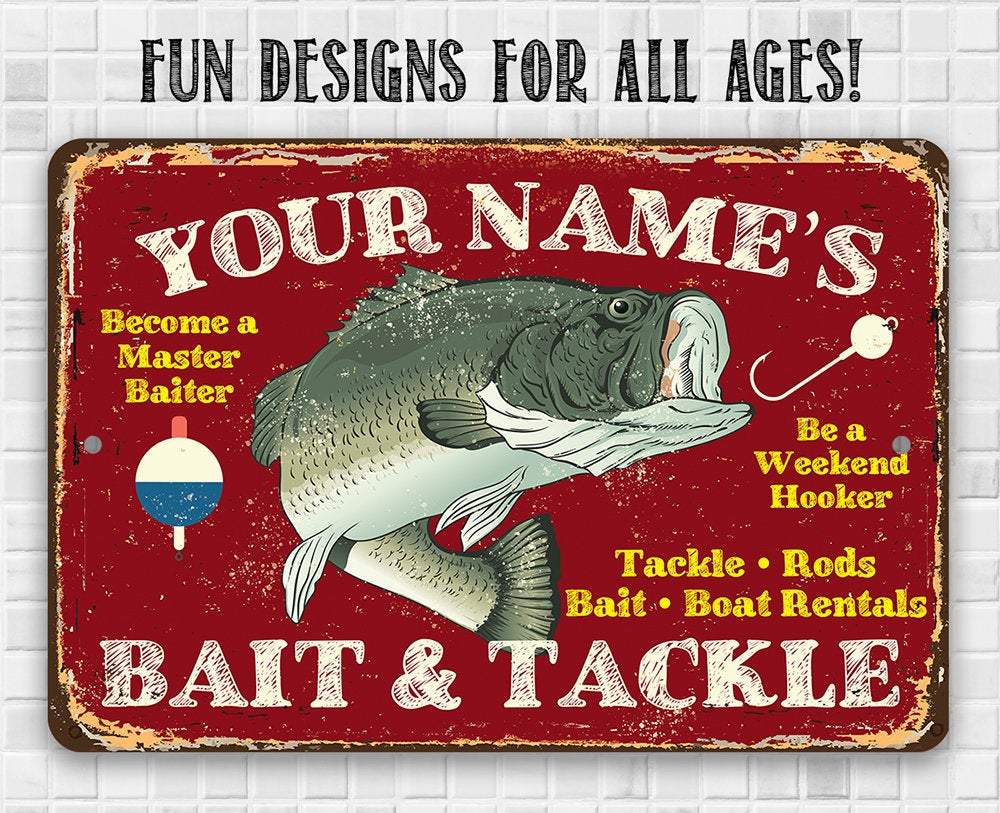 Personalized - Bait and Tackle - Metal Sign