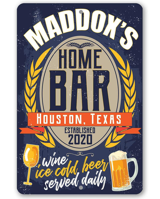 Personalized - Bar Decor - Metal Sign | Lone Star Art.