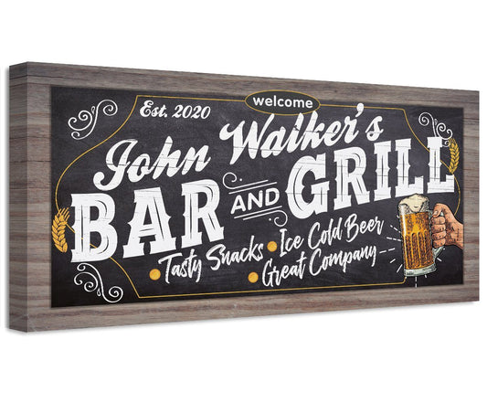 Personalized - Bar & Grill - Canvas | Lone Star Art.