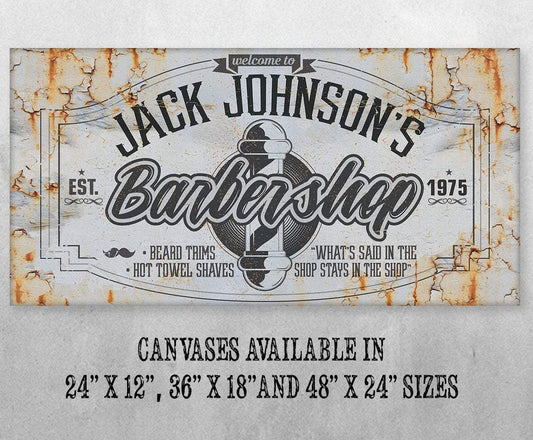 Personalized - Barber Shop - Canvas | Lone Star Art.
