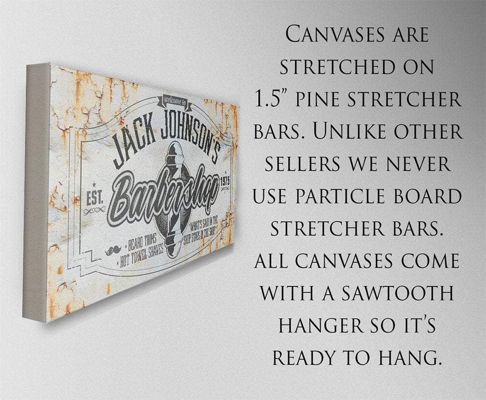 Personalized - Barber Shop - Canvas | Lone Star Art.