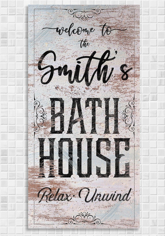 Personalized - Bath House - Canvas | Lone Star Art.