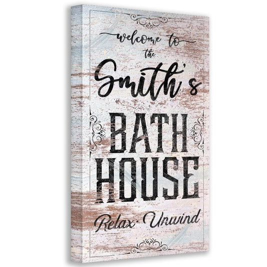 Personalized - Bath House - Canvas | Lone Star Art.