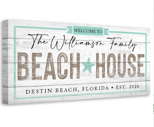 Personalized - Beach House - Canvas | Lone Star Art.